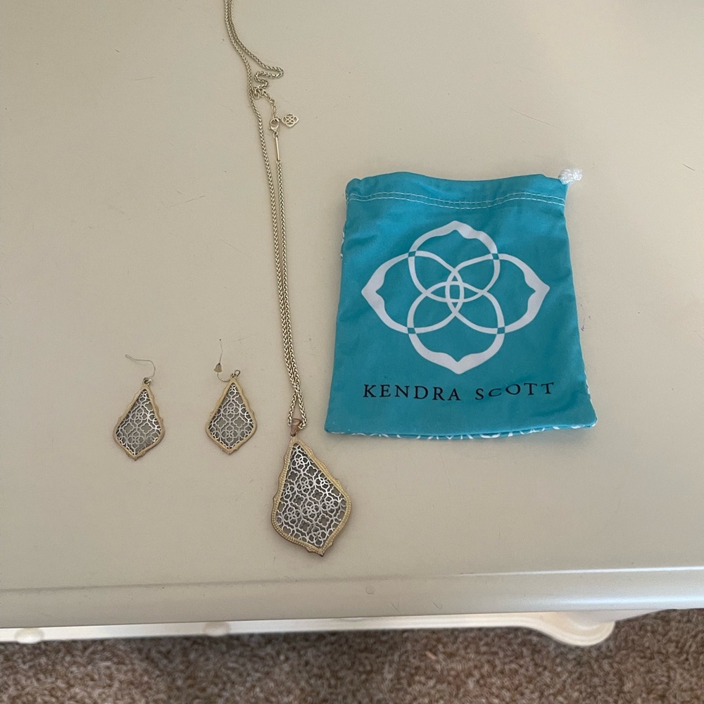 Kendra Scott Aiden Gold and Silver Necklace and Earrings Set